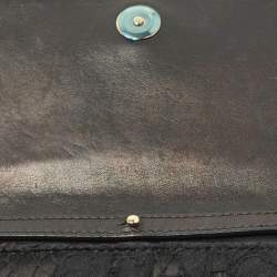 Pre Owned Dolce & Gabbana Black Lace Mini Jewel Chain Flap Bag