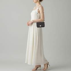 Pre Owned Dolce & Gabbana Black Lace Mini Jewel Chain Flap Bag