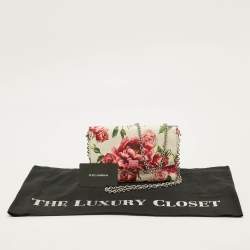 Pre Owned Dolce & Gabbana Peony Rose Print Multicolor Leather Dauphine Chain Clutch