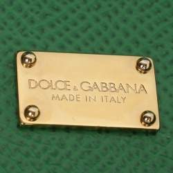 Pre Owned Dolce & Gabbana Miss Sicily Large Green Leather Top Handle Bag