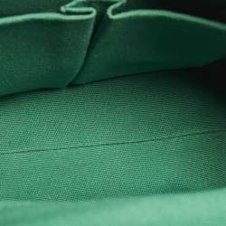 Pre Owned Dolce & Gabbana Miss Monica Green Leather and Raffia Top Handle Bag