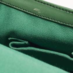 Pre Owned Dolce & Gabbana Miss Monica Green Leather and Raffia Top Handle Bag