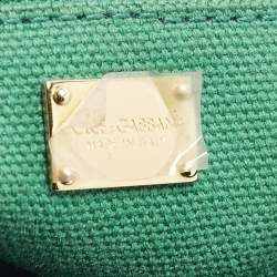 Pre Owned Dolce & Gabbana Miss Monica Green Leather and Raffia Top Handle Bag