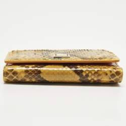 Pre Owned Dolce & Gabbana Sicily Von Yellow/Pink Python Wallet On Chain