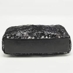 Pre Owned Dolce & Gabbana Miss Kristen Black/Silver Leather and Sequins Shopper Tote