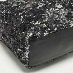 Pre Owned Dolce & Gabbana Miss Kristen Black/Silver Leather and Sequins Shopper Tote