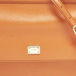 Pre Owned Dolce & Gabbana Miss Sicily Medium Orange Leather Top Handle Bag
