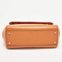 Pre Owned Dolce & Gabbana Miss Sicily Medium Orange Leather Top Handle Bag