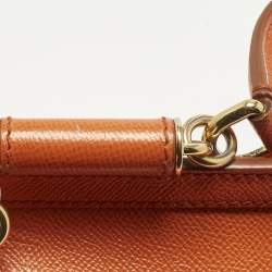 Pre Owned Dolce & Gabbana Miss Sicily Medium Orange Leather Top Handle Bag
