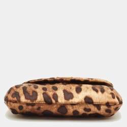 Pre Owned Dolce & Gabbana Brown Leopard Print Satin Flap Clutch