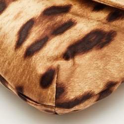 Pre Owned Dolce & Gabbana Brown Leopard Print Satin Flap Clutch
