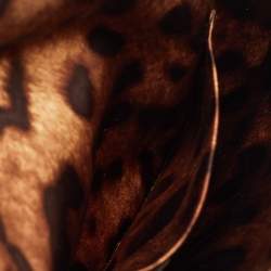 Pre Owned Dolce & Gabbana Brown Leopard Print Satin Flap Clutch