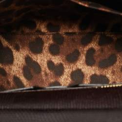 Pre Owned Dolce & Gabbana DG Crystal Sicily Medium Dark Burgundy Lizard Embossed Leather Top Handle Bag