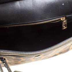 Pre Owned Dolce & Gabbana Brown Leopard Print Coated Canvas Large Miss Sicily Top Handle Bag