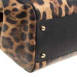 Pre Owned Dolce & Gabbana Brown Leopard Print Coated Canvas Large Miss Sicily Top Handle Bag