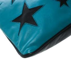 مملوكة مسبقًا Dolce & Gabbana Green/Black Leather Star Detail Clutch 