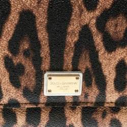 Pre Owned محفظة كونتينينتال دولتشي أند غابانا دوفين جلد بنقوش جلد فهد بنية