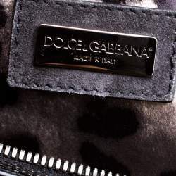 Dolce & Gabbana Black Suede and Python Trim  Frame Satchel