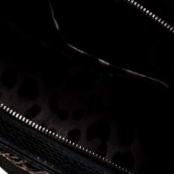 Dolce & Gabbana Black Suede and Python Trim  Frame Satchel