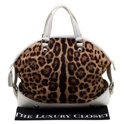 Pre Owned Dolce & Gabbana Brown/White Calfhair and Leather Satchel