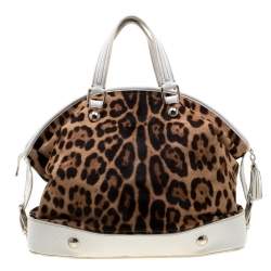 Dolce & Gabbana Brown/White Calfhair and Leather Satchel