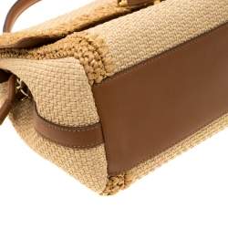 Pre Owned Dolce & Gabbana Beige Raffia and Leather Miss Dolce Top Handle Bag