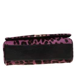 مملوكة مسبقًا  حقيبة كتف دولتشي أند غابانا شعر العجل بنقوش جلد فهد بسلسلة بنفسجية