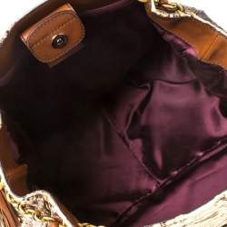 Pre Owned Dolce & Gabbana Brown Python and Leather Hobo