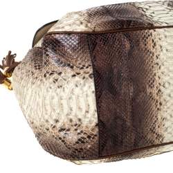 Pre Owned Dolce & Gabbana Brown Python and Leather Hobo