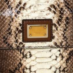 Pre Owned Dolce & Gabbana Brown Python and Leather Hobo