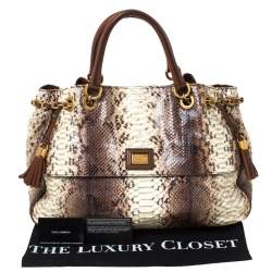 Pre Owned Dolce & Gabbana Brown Python and Leather Hobo