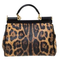 مملوكة مسبقًا حقيبة يد دولتشي أند غابانا ميس سيسلي جلد طباعة فهد متوسطة