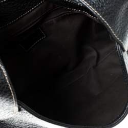 Dolce & Gabbana Black Pebbled Leather Ring Shoulder Bag