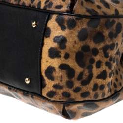 Pre Owned Dolce & Gabbana Leopard Print Coated Canvas and Leather Satchel