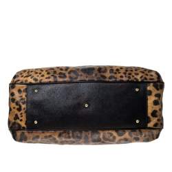 Pre Owned Dolce & Gabbana Leopard Print Coated Canvas and Leather Satchel