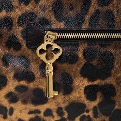Pre Owned Dolce & Gabbana Leopard Print Coated Canvas and Leather Satchel