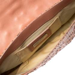 Pre Owned حقيبة كلتش دولتشي اند غابانا حزام معصم مرصعة شعار جلد ثعبان وردي