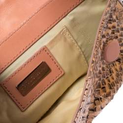 Pre Owned حقيبة كلتش دولتشي اند غابانا حزام معصم مرصعة شعار جلد ثعبان وردي
