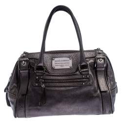 Dolce & Gabbana Metallic Grey Leather Miss Easy Way Boston Bag         
