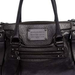 Dolce & Gabbana Metallic Grey Leather Miss Easy Way Boston Bag         