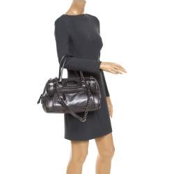 Dolce & Gabbana Metallic Grey Leather Miss Easy Way Boston Bag         
