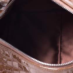 Pre Owned Dolce & Gabbana Brown Croc Embossed Leather Miss Double Top Handle Bag