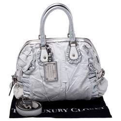 Dolce & Gabbana Silver Leather Miss Rouche Distressed Satchel