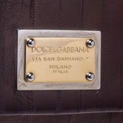 Pre Owned Dolce & Gabbana Metallic Bronze Leather Large Miss Sicily Top Handle Bag