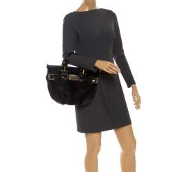 Pre Owned Dolce & Gabbana Black Calfhair and Leather Miss Mary Hobo