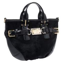 Pre Owned Dolce & Gabbana Black Calfhair and Leather Miss Mary Hobo