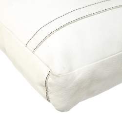 Pre Owned Dolce & Gabbana White/Buckle Leather Buckle Tote