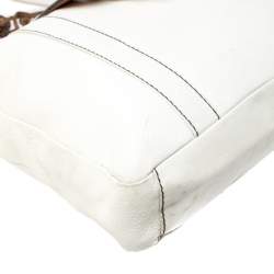 Pre Owned Dolce & Gabbana White/Buckle Leather Buckle Tote