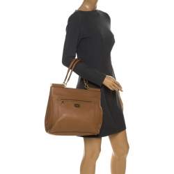 Pre Owned Dolce & Gabbana Brown Leather Front Pocket Sicily Tote