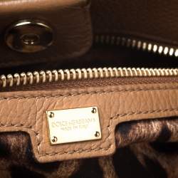 Pre Owned Dolce & Gabbana Brown Leather Front Pocket Sicily Tote